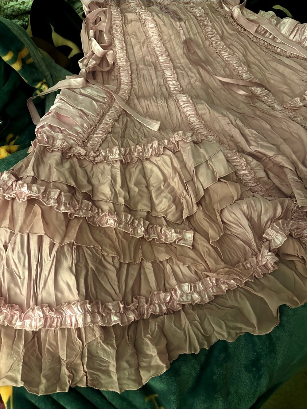 NWT Ruffle Satin Pirate Maxi Skirt - Pink - Picture 7 of 10